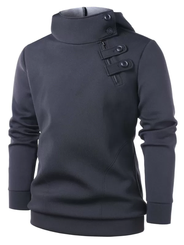 Zip Embellished Pullover Hoodie