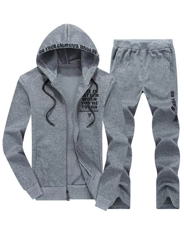 Zip Up Graphic Hoodie And Sweatpants