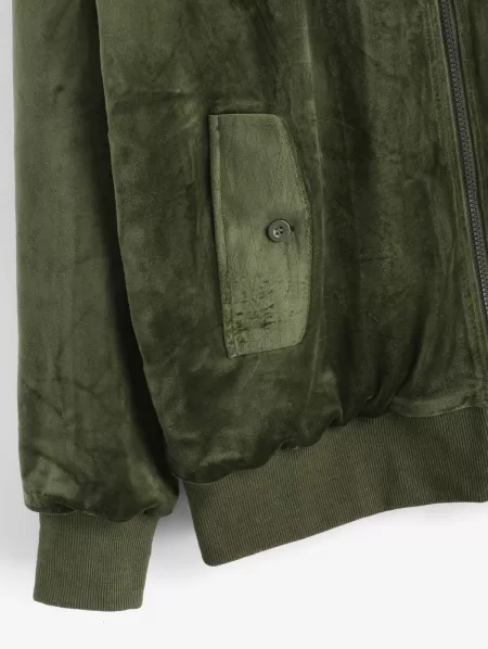 Zip Up Solid Velvet Jacket