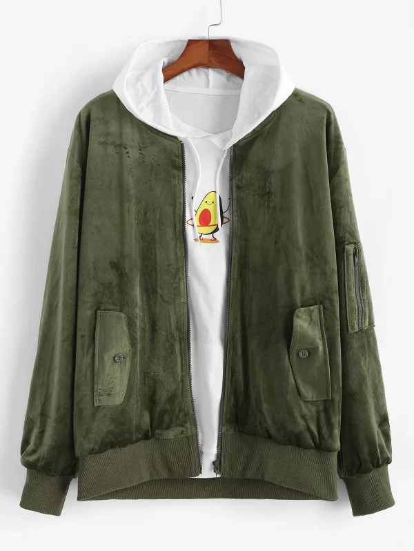 Zip Up Solid Velvet Jacket