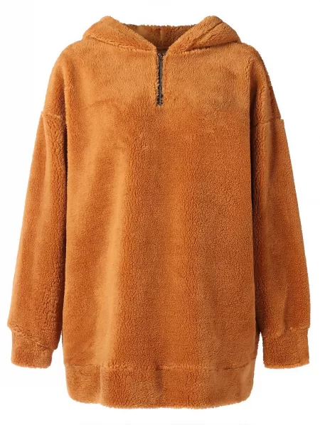 Zipper Trim Fluffy Hoodie